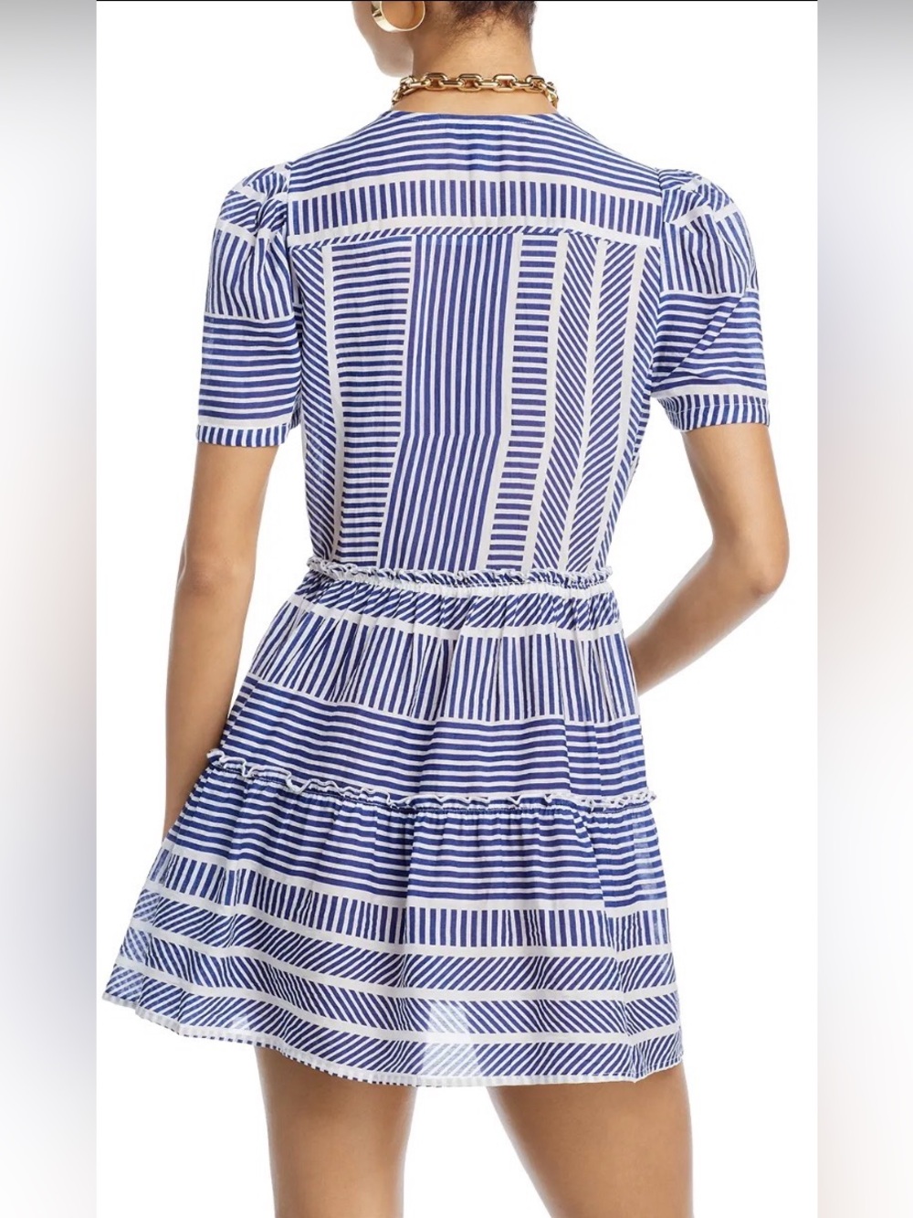 Aqua Puff Sleeve V-neck lightweight Mini Dress Size:L Romantic - Picture 5 of 10